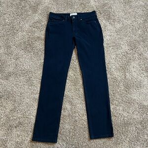 Everlane Navy Blue Straight Skinny Jeans Stretch Mid Rise Dark Classic 28 Denim